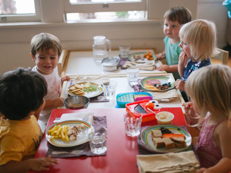 Montessori child preparing lunch